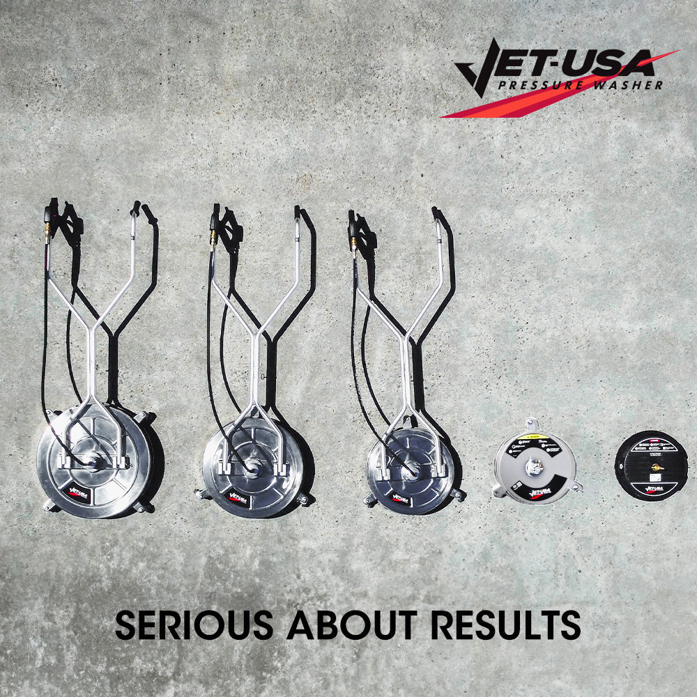 Jet-USA 15 Stainless Steel Pressure Washer Surface Cleaner, 1/4 Fitting, For Concrete Driveway Patio Floor