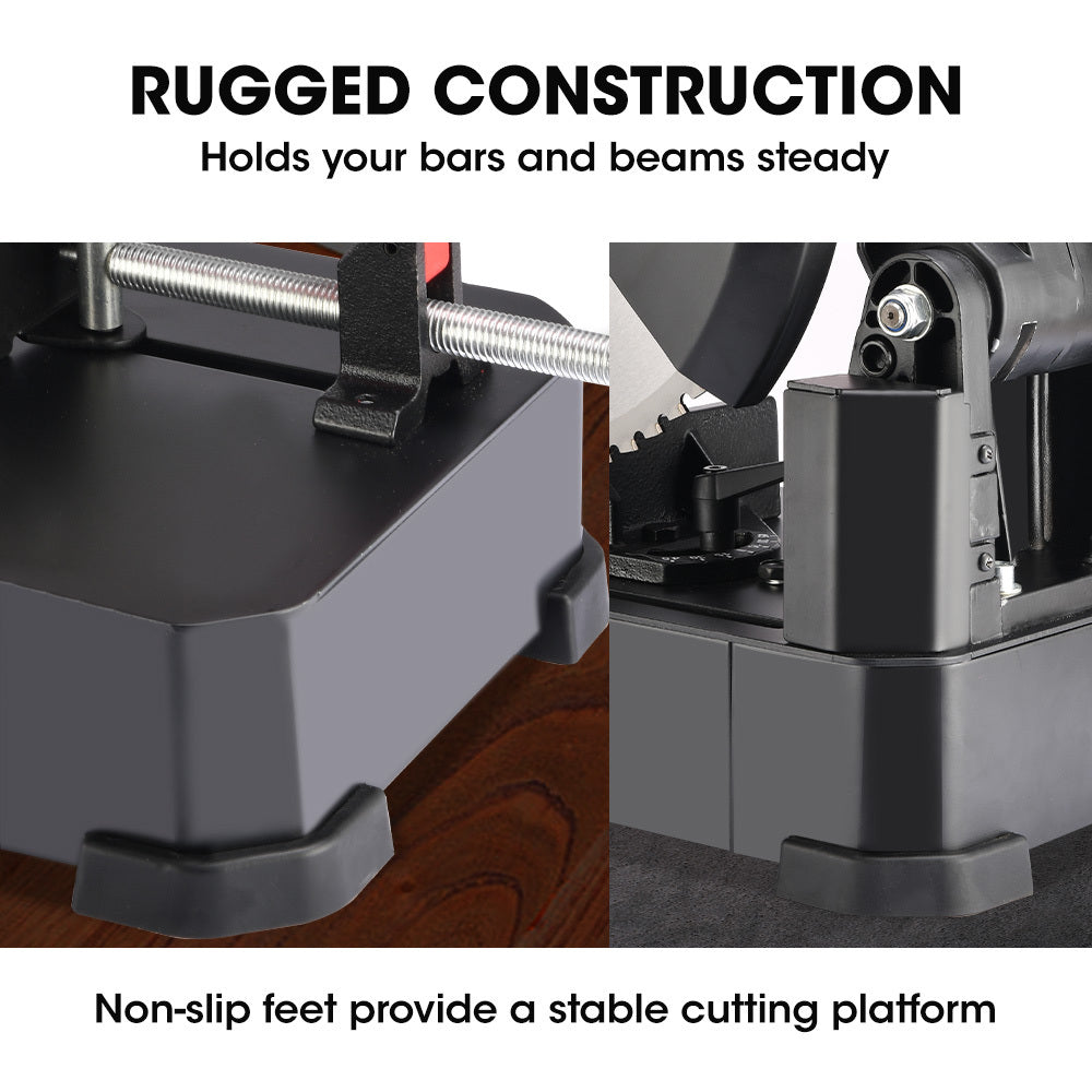 Baumr-AG 2400W 355mm 14  Metal Cut Off Cold Saw, Premium Low Spark Ceramic Alloy Tooth Blade, Measurement Scale, Soft Start, 45 Degree Mitre Chop Cutting