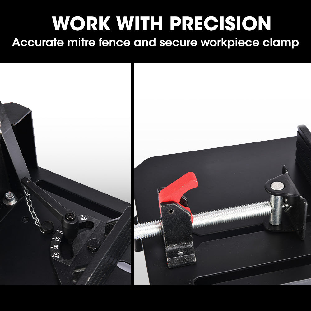 Baumr-AG 2400W 355mm 14  Metal Cut Off Cold Saw, Premium Low Spark Ceramic Alloy Tooth Blade, Measurement Scale, Soft Start, 45 Degree Mitre Chop Cutting