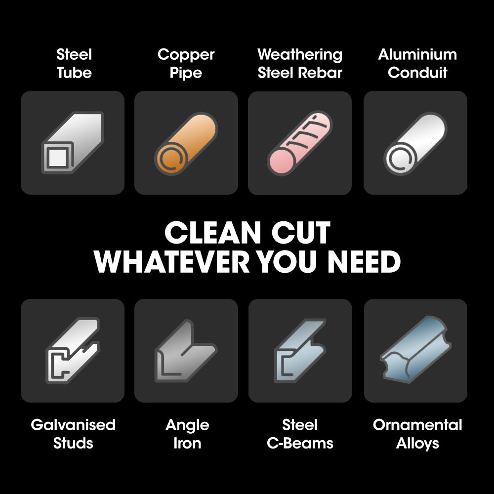 Baumr-AG 2400W 355mm 14  Metal Cut Off Cold Saw, Premium Low Spark Ceramic Alloy Tooth Blade, Measurement Scale, Soft Start, 45 Degree Mitre Chop Cutting