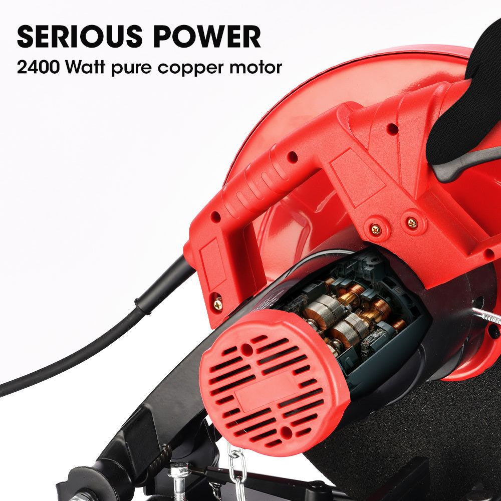 Baumr-AG 2400W 355mm 14  Metal Cut Off Cold Saw, Soft Start, 45 Degree Mitre Chop