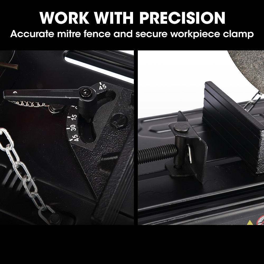 Baumr-AG 2400W 355mm 14  Metal Cut Off Cold Saw, Soft Start, 45 Degree Mitre Chop