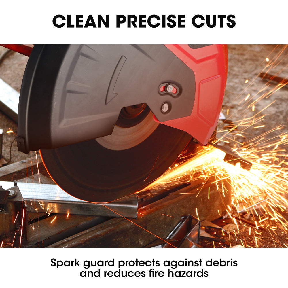 Baumr-AG 2400W 355mm 14  Metal Cut Off Cold Saw, Soft Start, 45 Degree Mitre Chop