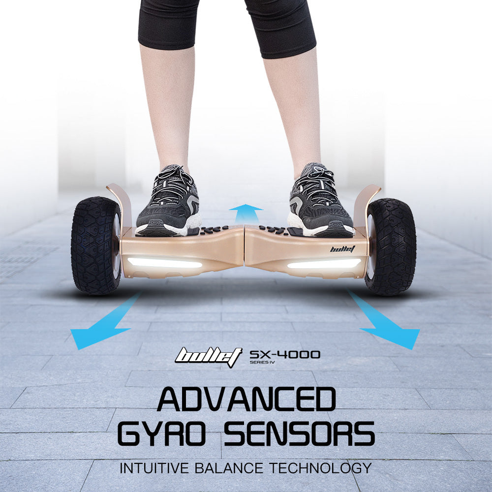 BULLET SX-4000 Hoverboard Scooter, 8.5  Wheels, 700W Brushless, Superior Self Balancing System, UL Certified, LED Lights, Carry Bag, Bronze