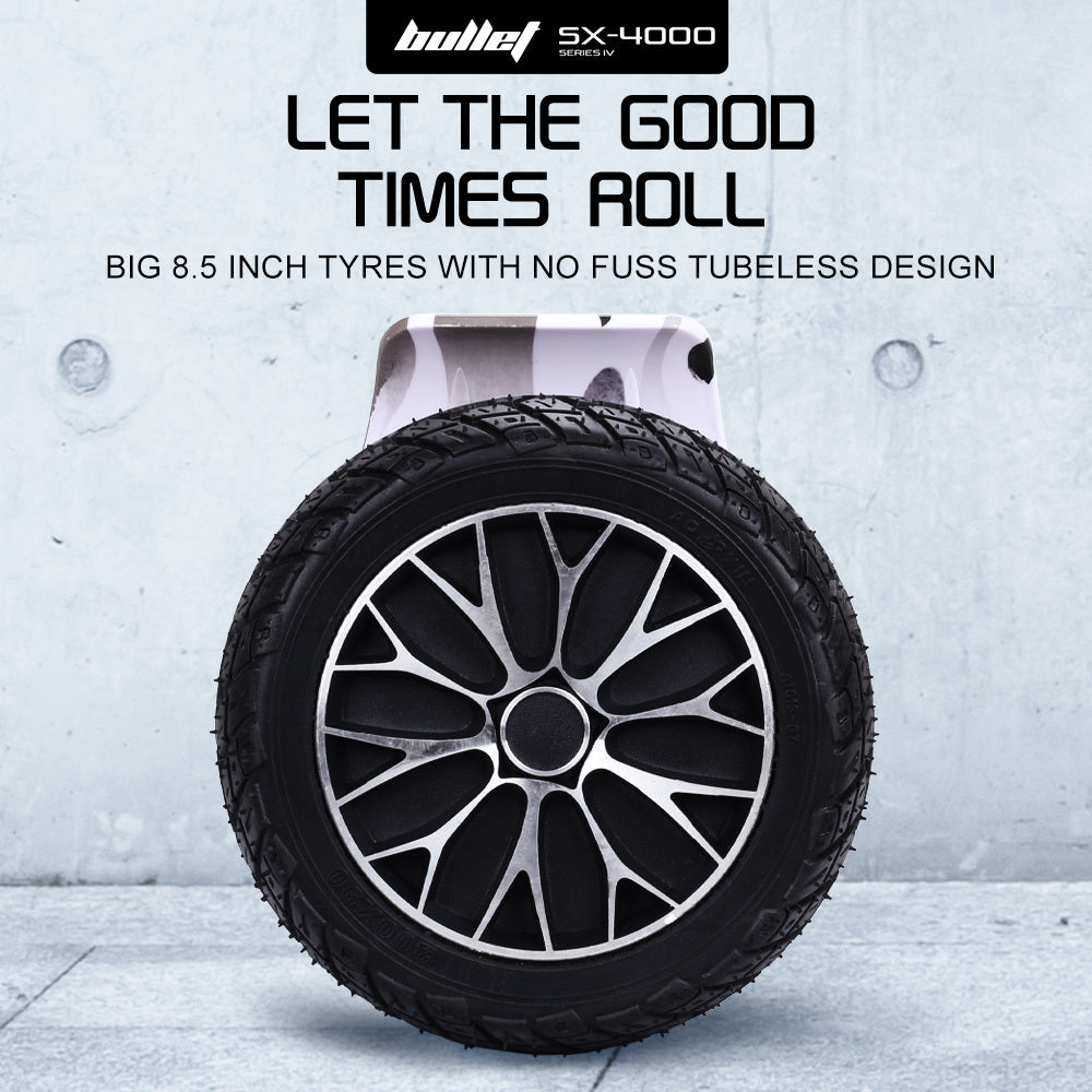 BULLET SX-4000 Hoverboard Scooter, 8.5  Wheels, 700W Brushless, Superior Self Balancing System, UL Certified, LED Lights, Carry Bag, Camo