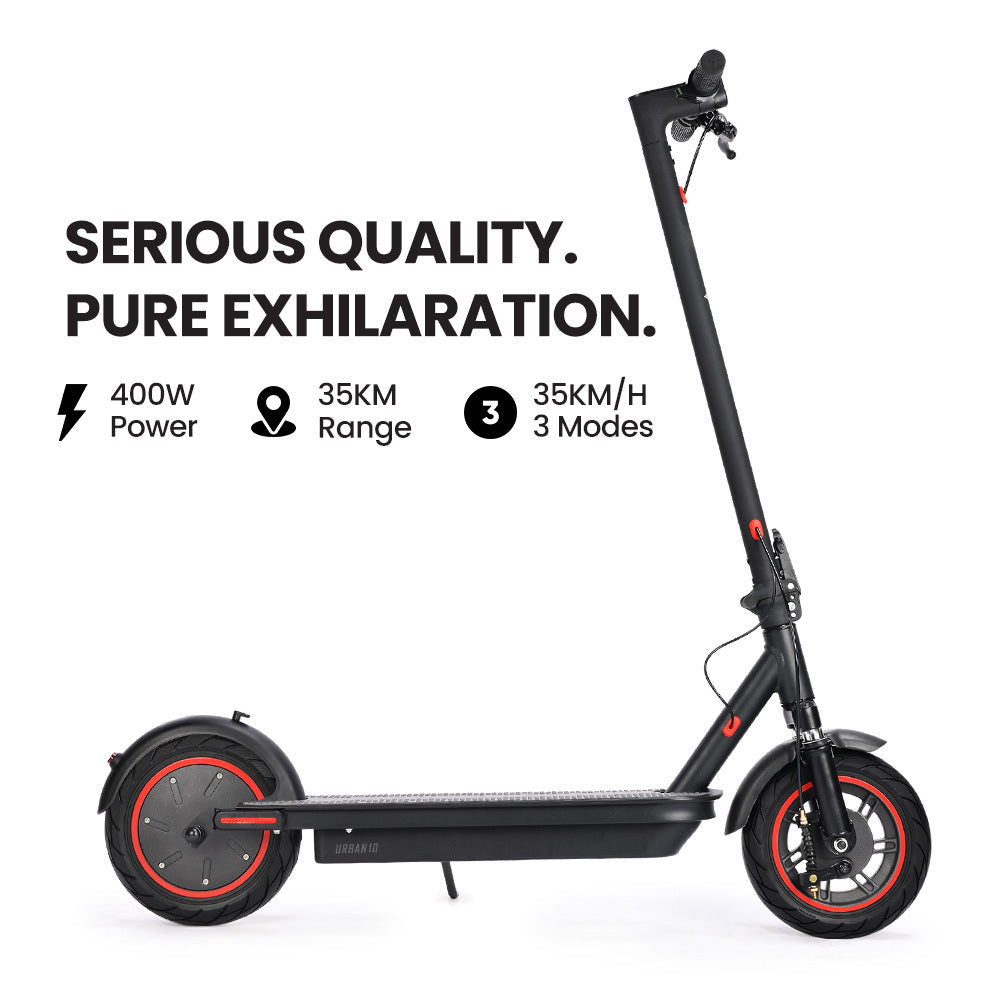 ALPHA Urban 10 Electric Scooter, 35km/h, Suspension, 35km Range, 10-Inch Wheels, Brushless Motor, Free APP, Motorised Commuter eScooter for Adults, Black