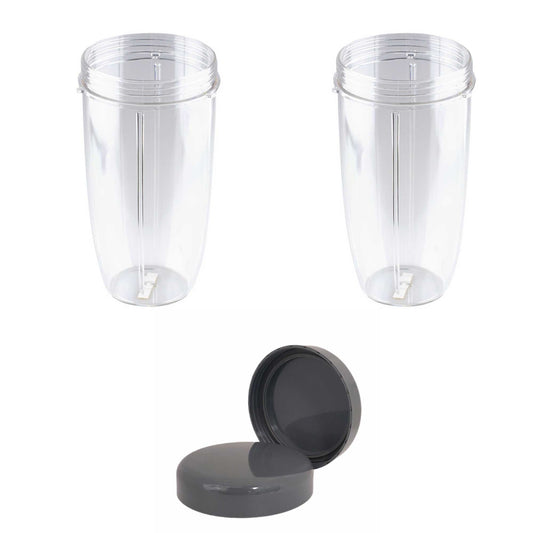 For Nutribullet 2 Tall Cups + 2 Stay Fresh Lid For Nutri 600 and 900 Models