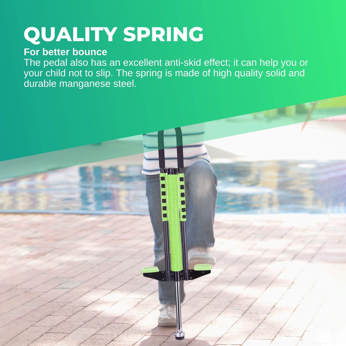 Green Pogo Stick Kids - Childrens Jumping Jackhammer Exercise Hopper Toy