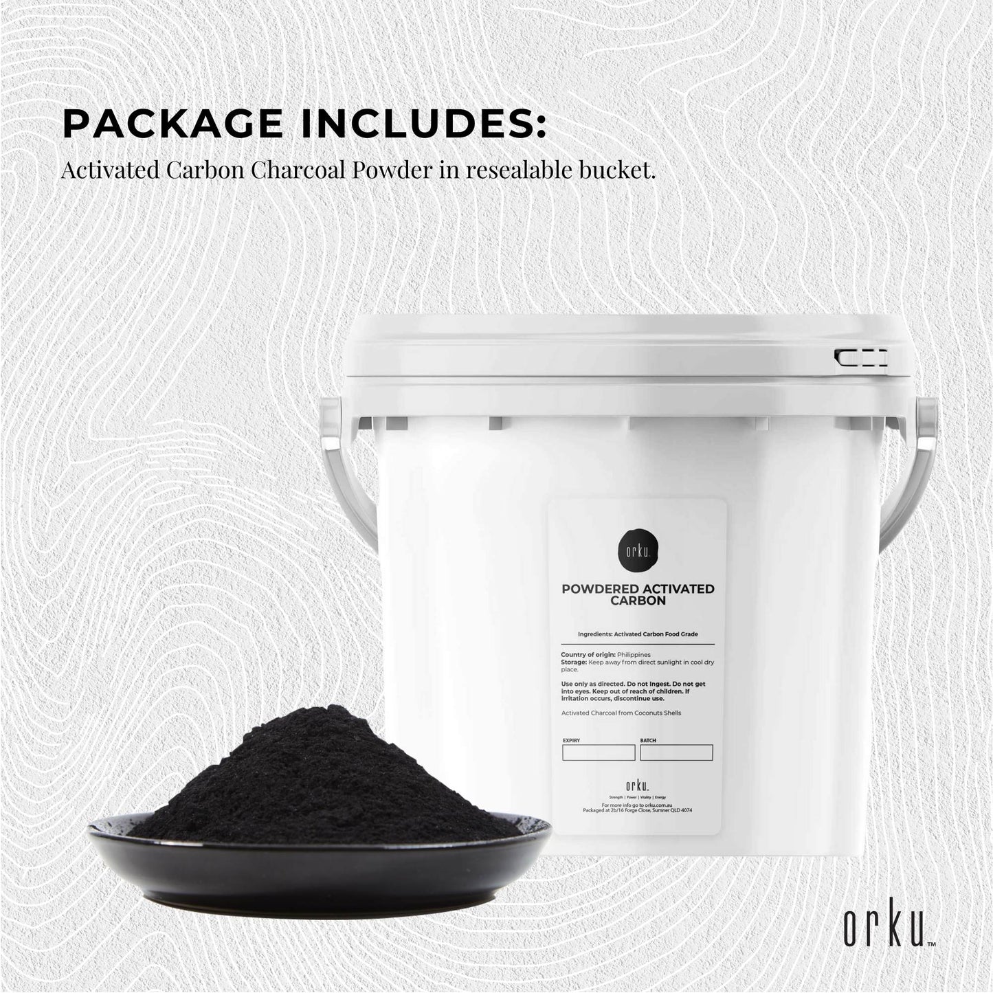 2.3Kg Activated Carbon Powder Coconut Charcoal Bucket - Water Filtration
