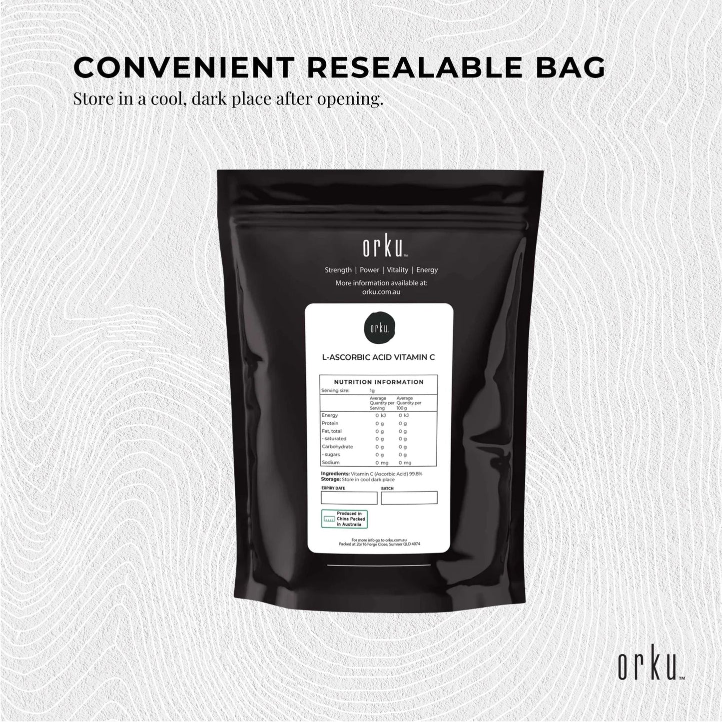 2Kg Vitamin C Powder Pure L-Ascorbic Acid - USP Grade Non-GMO