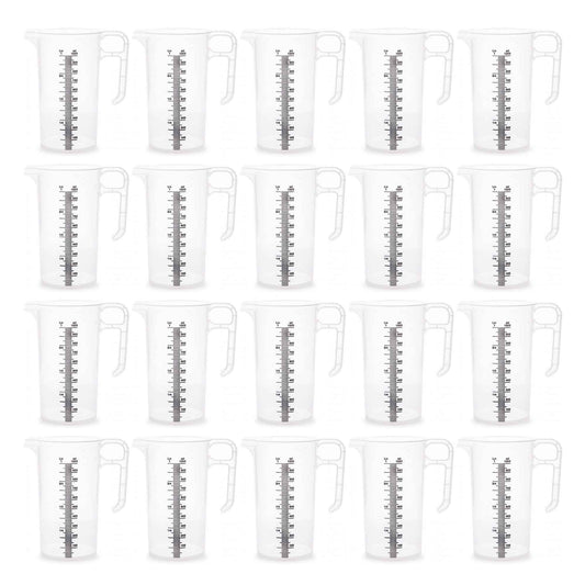 20x 1L Measuring Jug Heavy Duty Clear Plastic Propylene Food Grade BPA 5 Pro-Jug