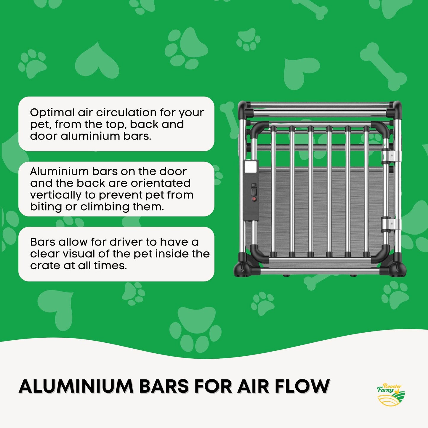 Aluminium Dog Travel Crate 63x68x88cm - Large Pet Car Transport Cage  Kennel Box