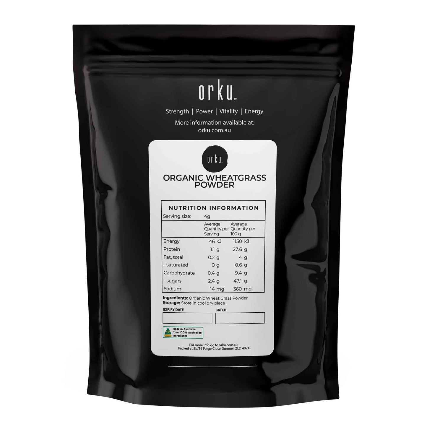 400g Organic Wheatgrass Powder - 100% Pure Wheat Grass Leaf Superfood