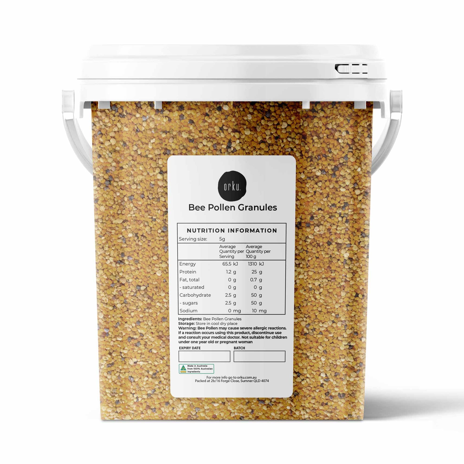 800g Bee Pollen Granules Tub Bucket - 100 percent Australian Pure Raw Supplement