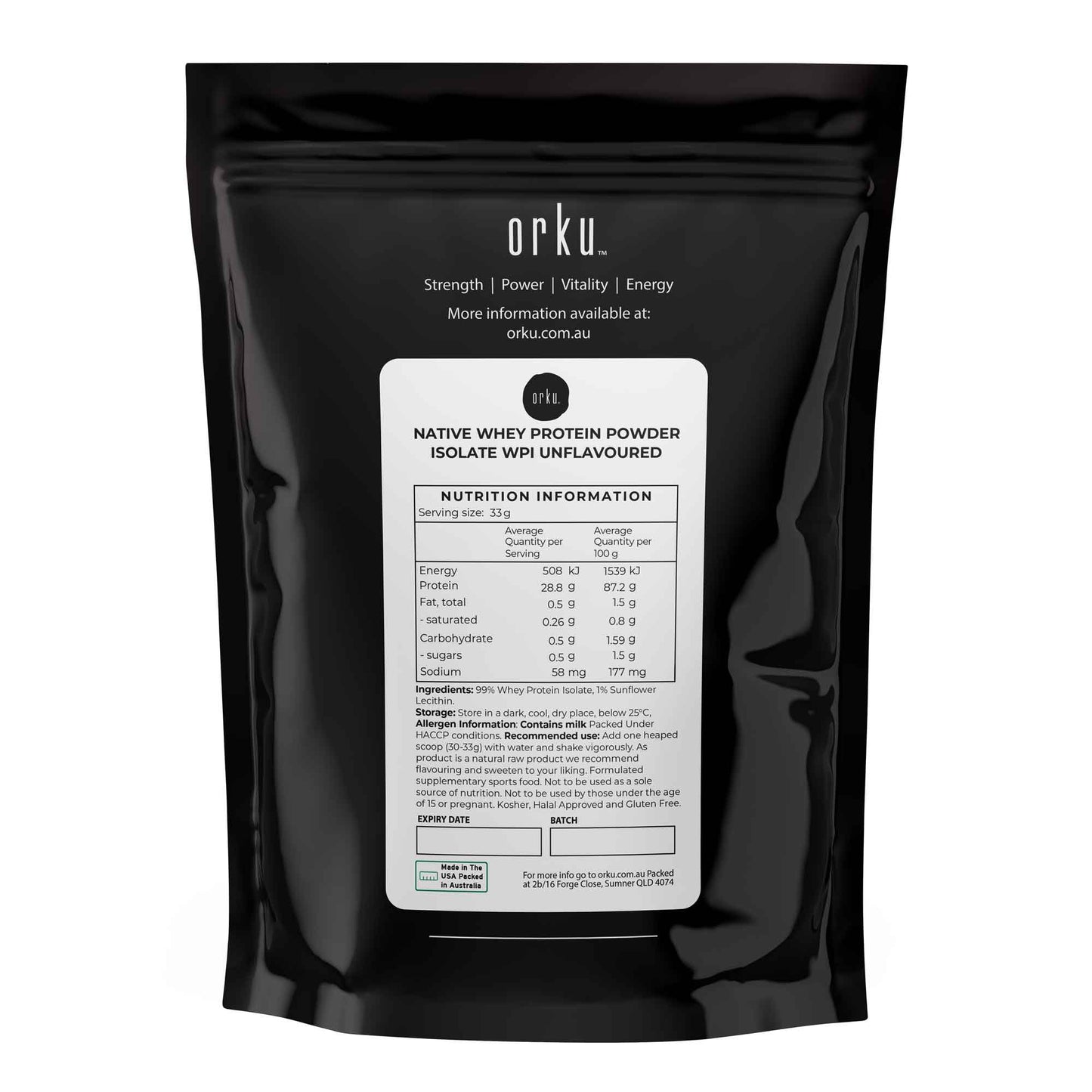 400g Native Whey Protein Isolate Powder - Unflavoured WPI