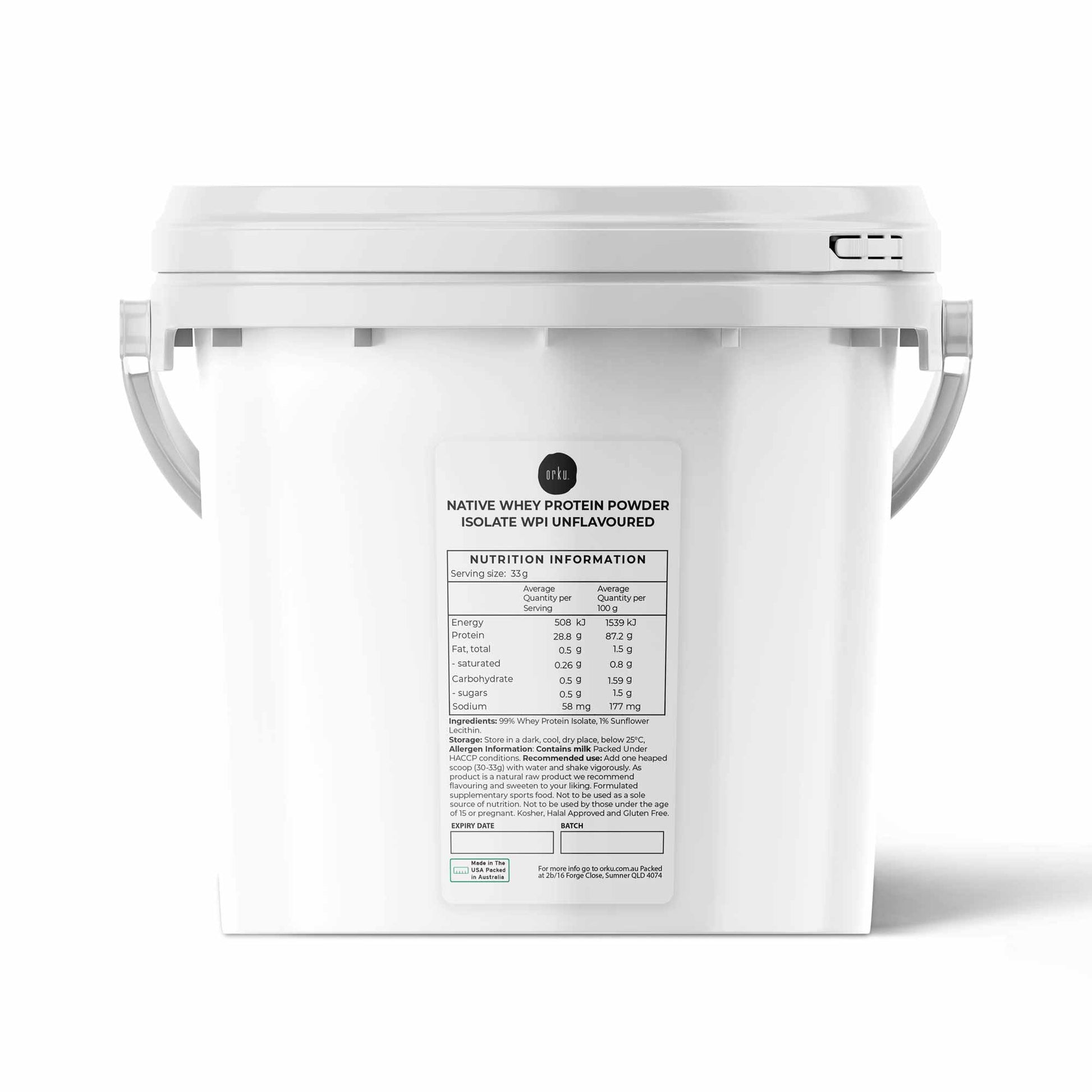 2Kg Native Whey Protein Isolate Powder - Unflavoured WPI Bucket