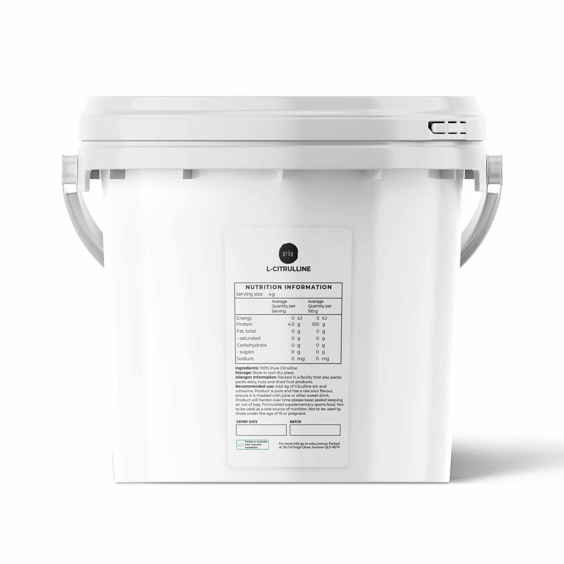 3Kg L-Citrulline Powder Buckets - 100  percent Pure Food Grade Amino Acid