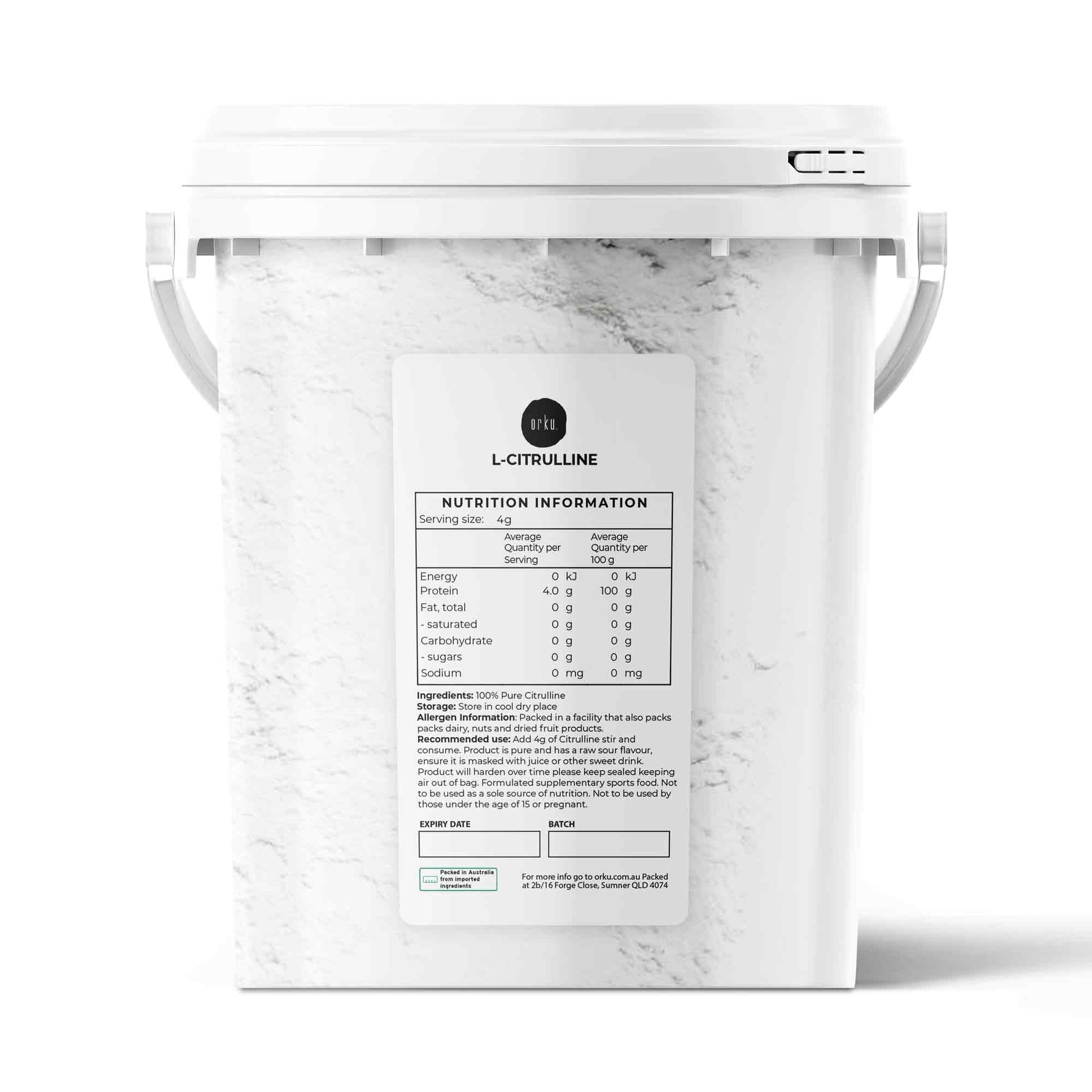 600g L-Citrulline Powder Buckets - 100  percent Pure Food Grade Amino Acid