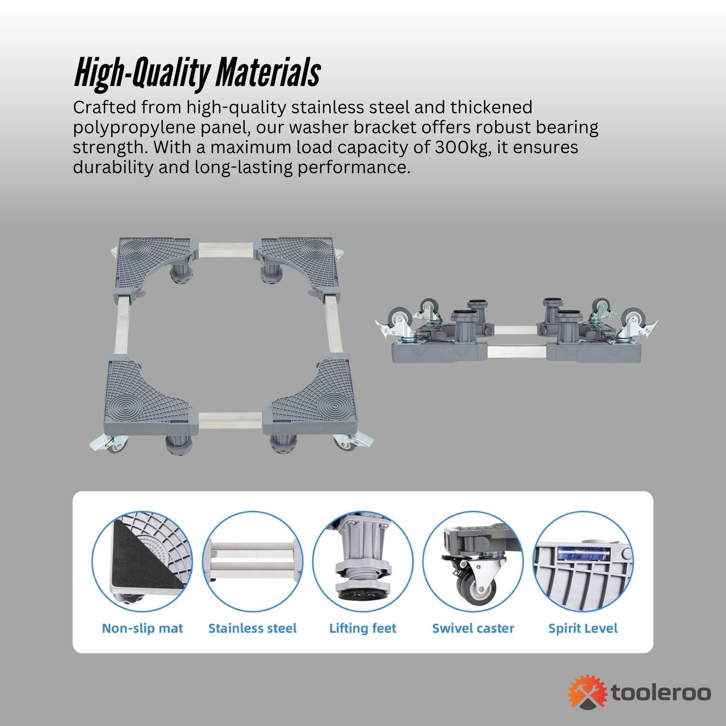 Adjustable Appliance Base Stand - Lock Wheel Trolley For Washing Machine Fridge