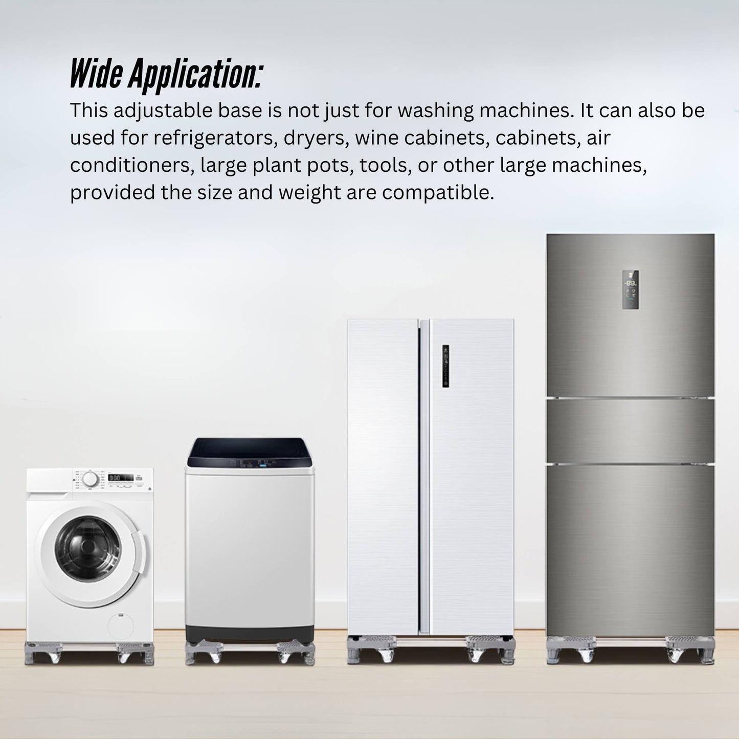 Adjustable Appliance Base Stand - Lock Wheel Trolley For Washing Machine Fridge