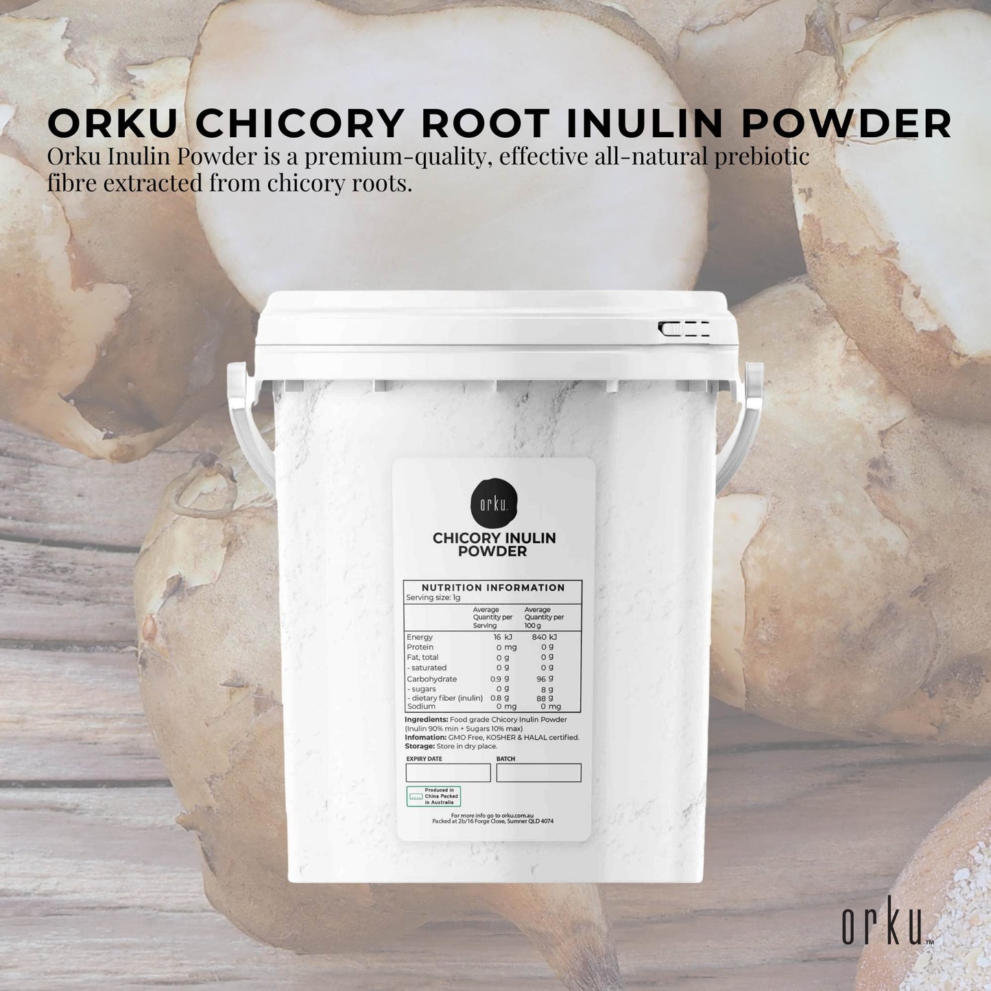 800g Chicory Root Inulin Powder Tub - Unflavoured Natural Prebiotic Fibre