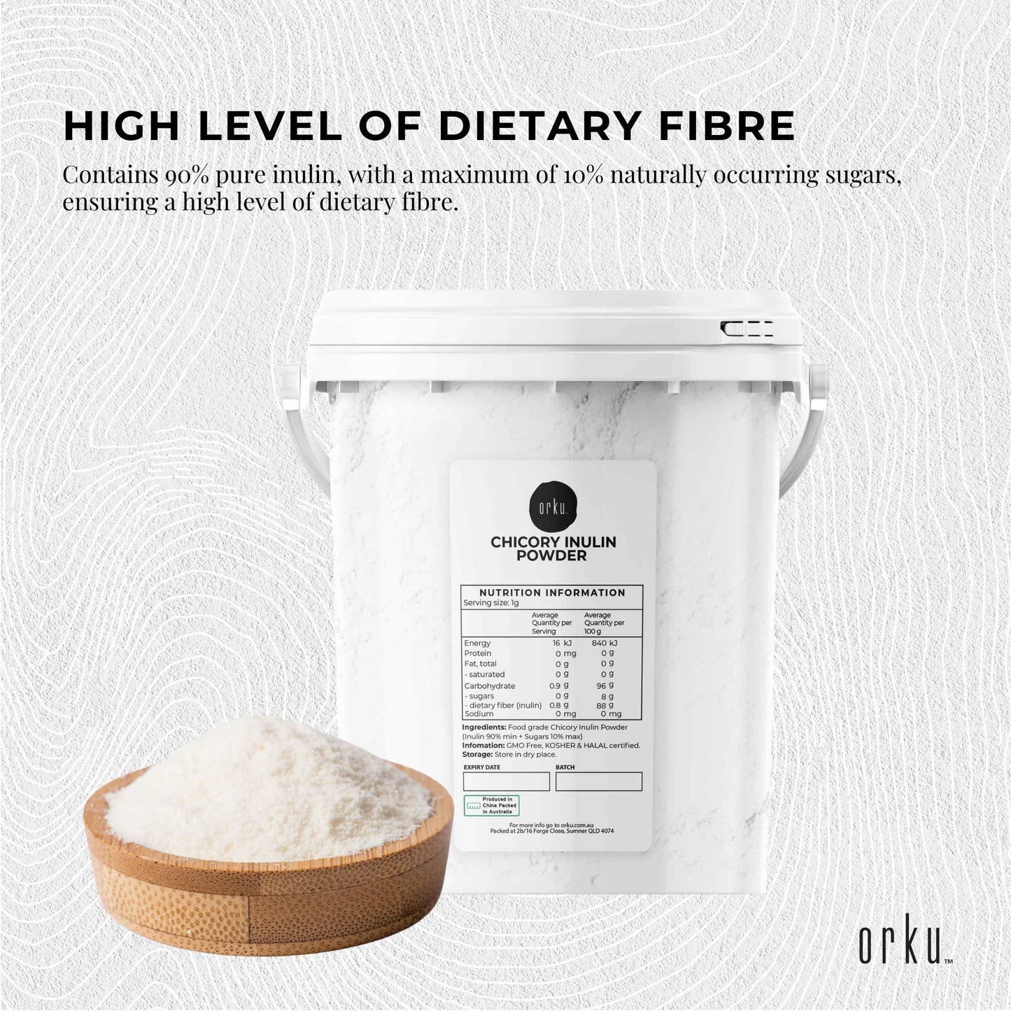 800g Chicory Root Inulin Powder Tub - Unflavoured Natural Prebiotic Fibre