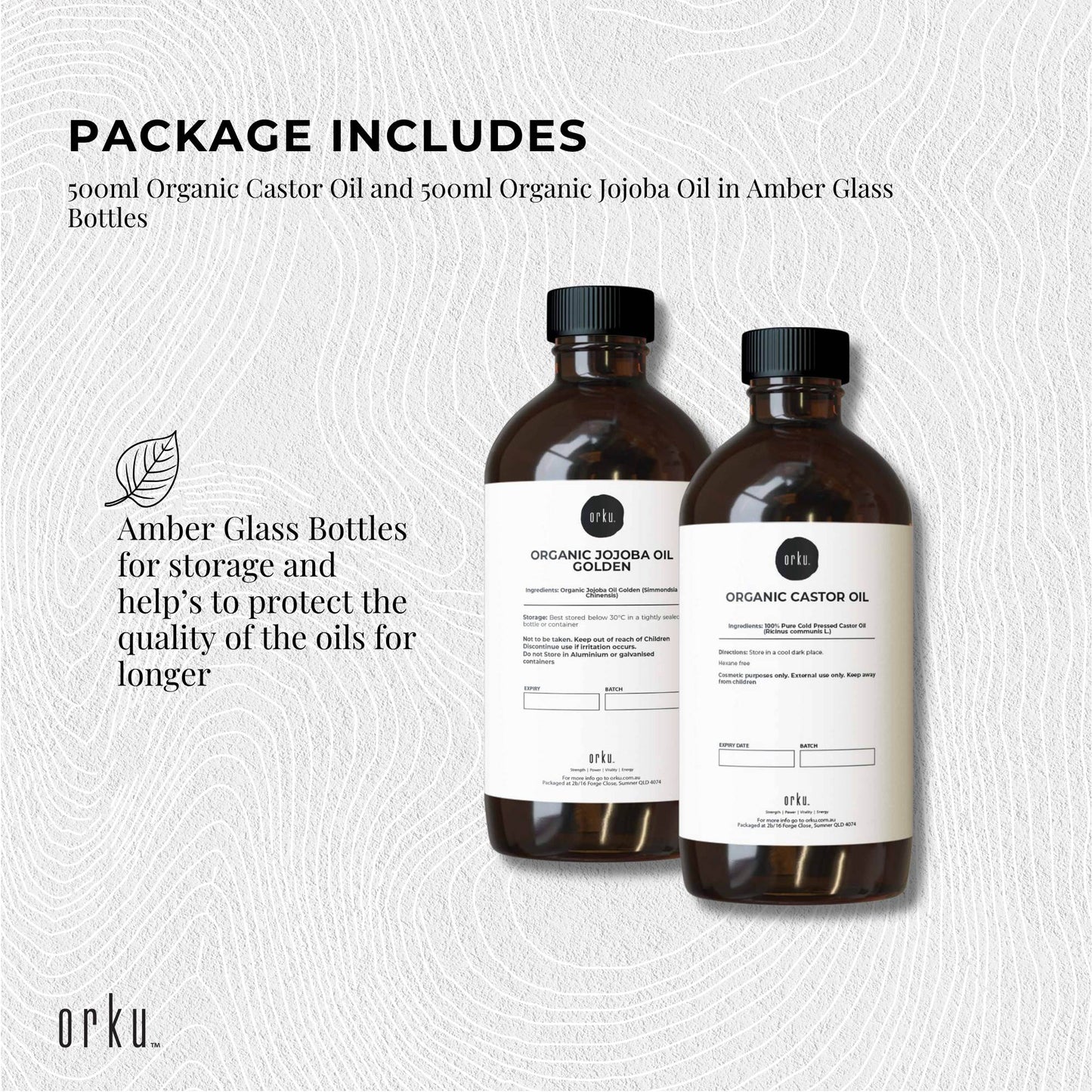 500ml Organic Castor Oil and 500ml Organic Jojoba Oil Pack - Hair Skin