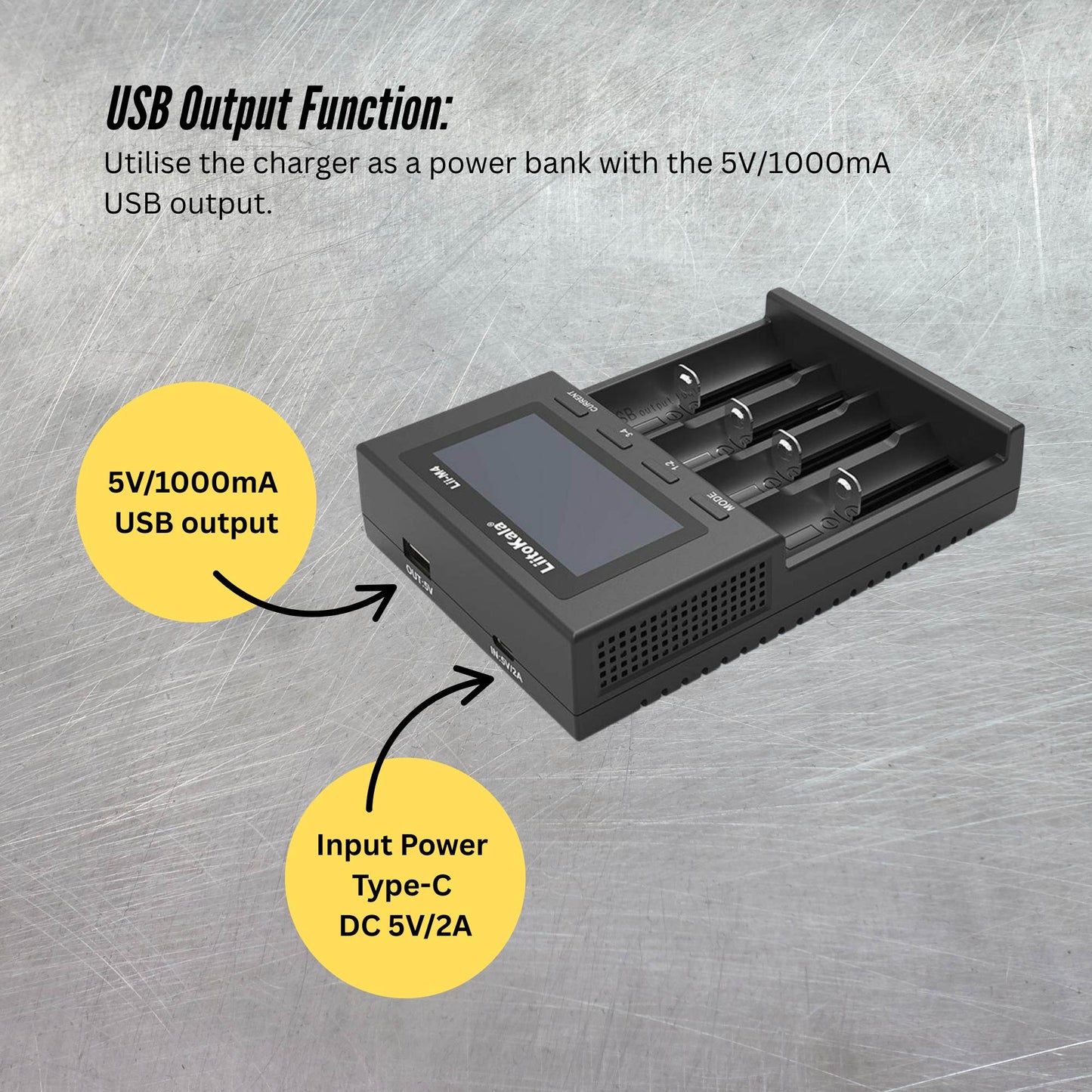 LiitoKala Lii-M4 Smart Battery Charger LCD - 4-Slot USB for 18650 AA AAA Li-ion
