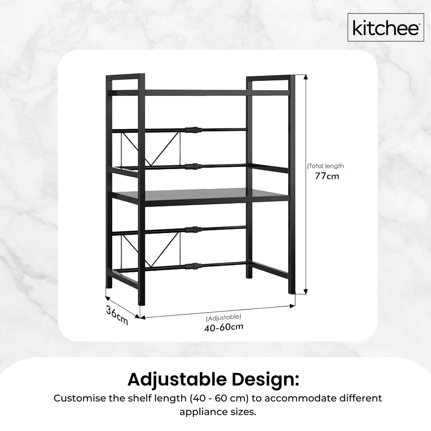 Kitchee Microwave Double Shelf - Expanding Storage Rack Kitchen Organiser Stand