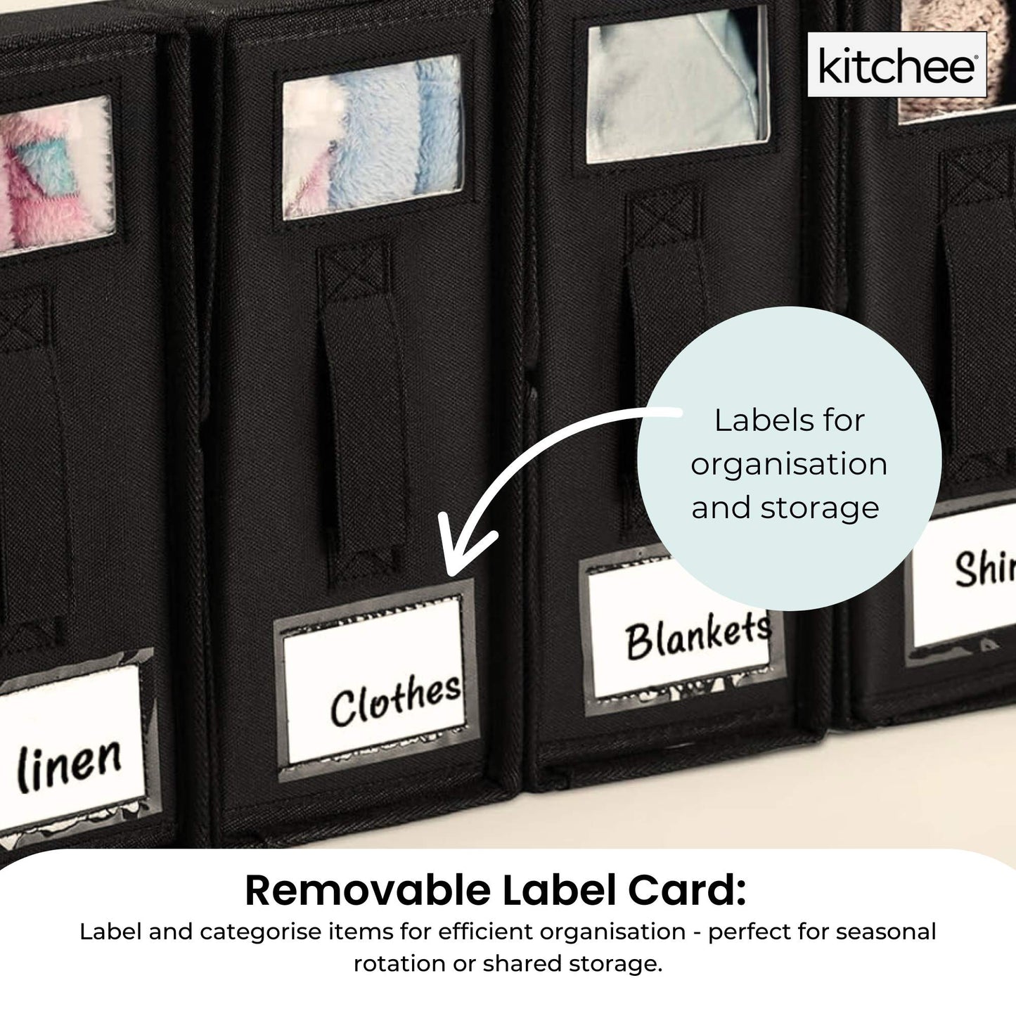 1x Kitchee Foldable Bed Sheet Storage Box – Linen & Closet Organiser Black