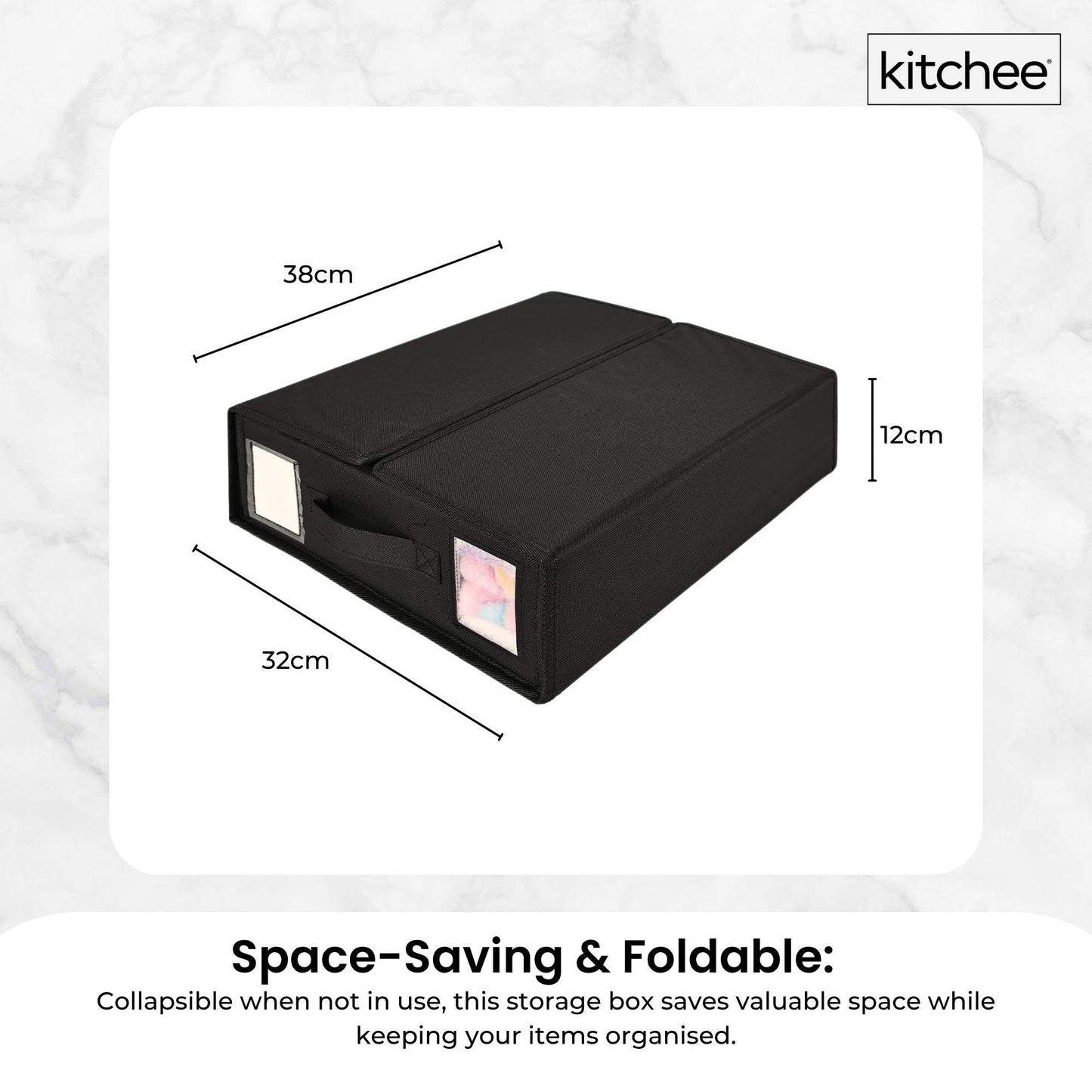 1x Kitchee Foldable Bed Sheet Storage Box – Linen & Closet Organiser Black