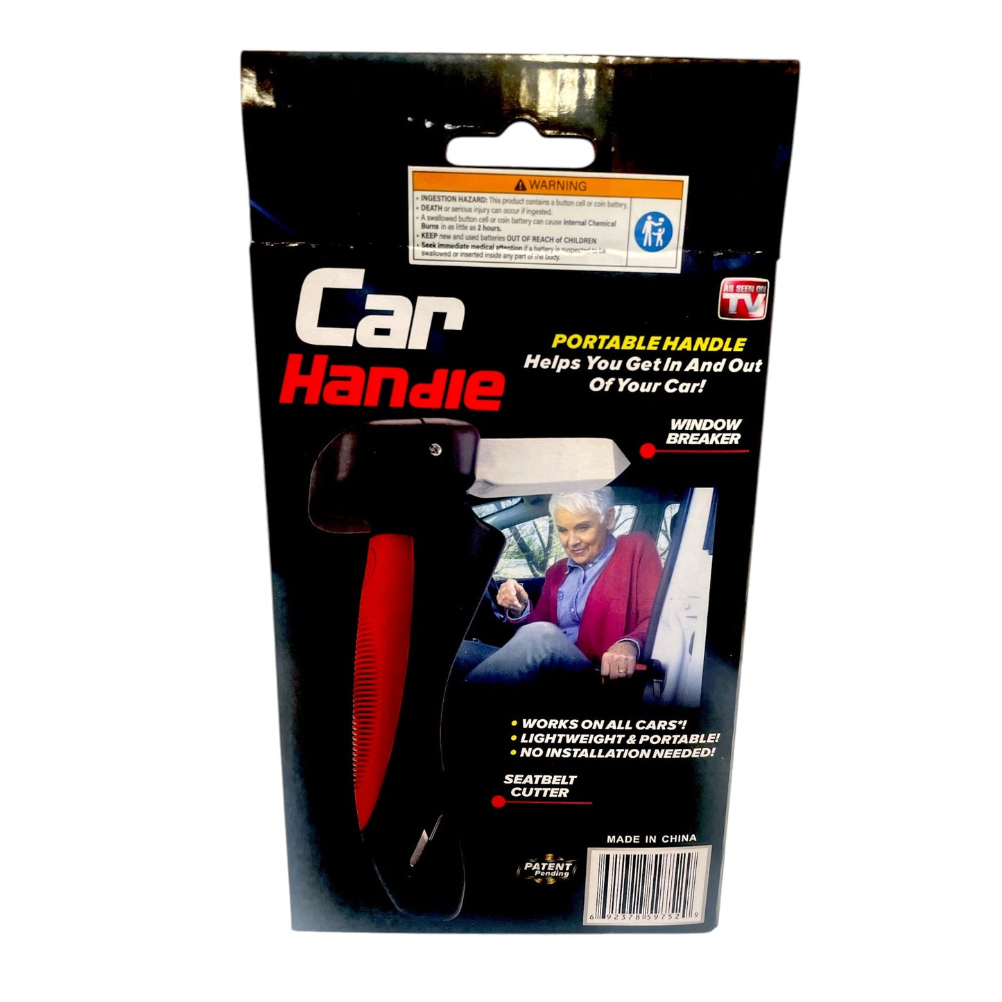 Car Cane Door Handle - Portable Elderly Standing Aid LED Flashlight Hammer Tool