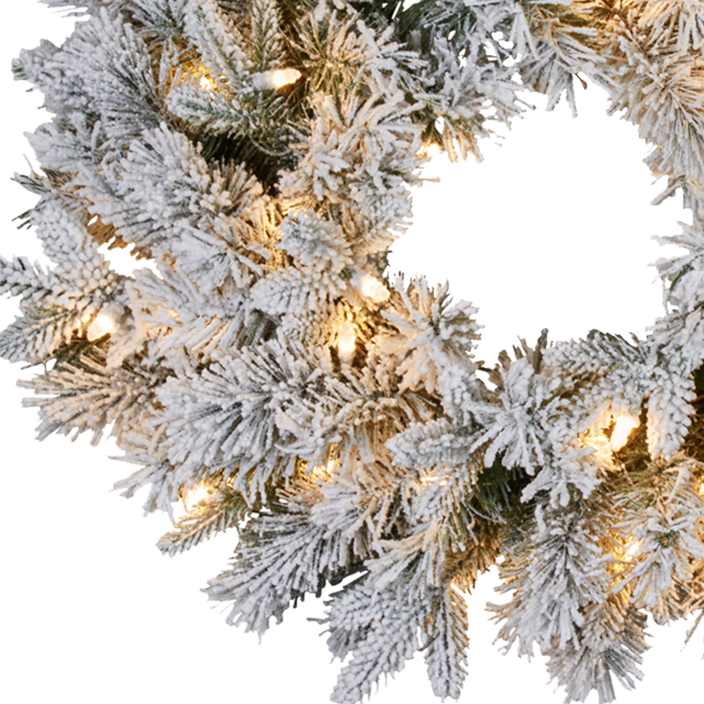 61cm Snowy Atica Pre-Lit Warm White LED Snowy Finish Christmas Wreath