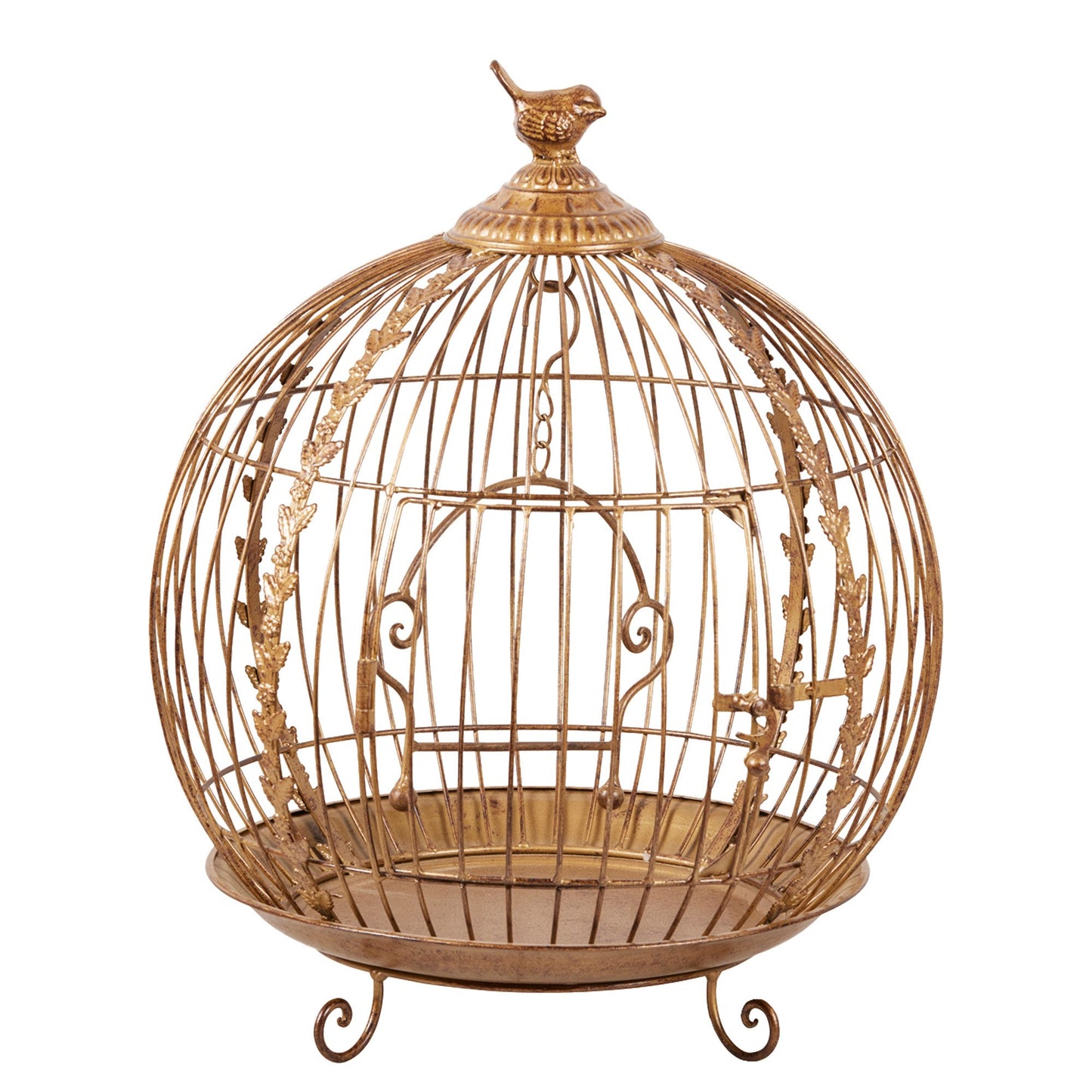 Antique Gold Metal Art Iron Wrought Material Bird Cage Display Christmas Decor