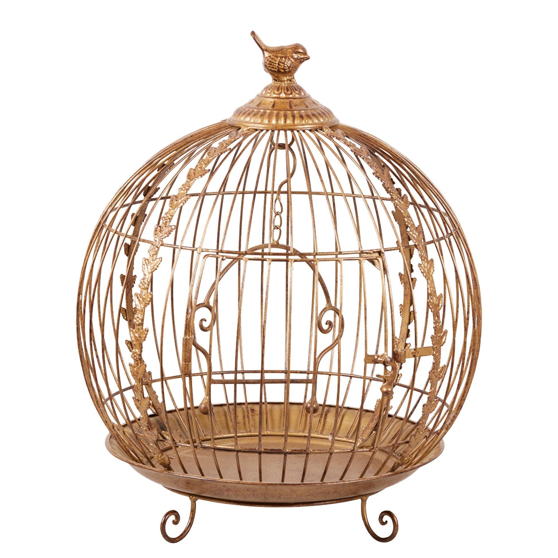 Antique Gold Metal Art Iron Wrought Material Bird Cage Display Christmas Decor