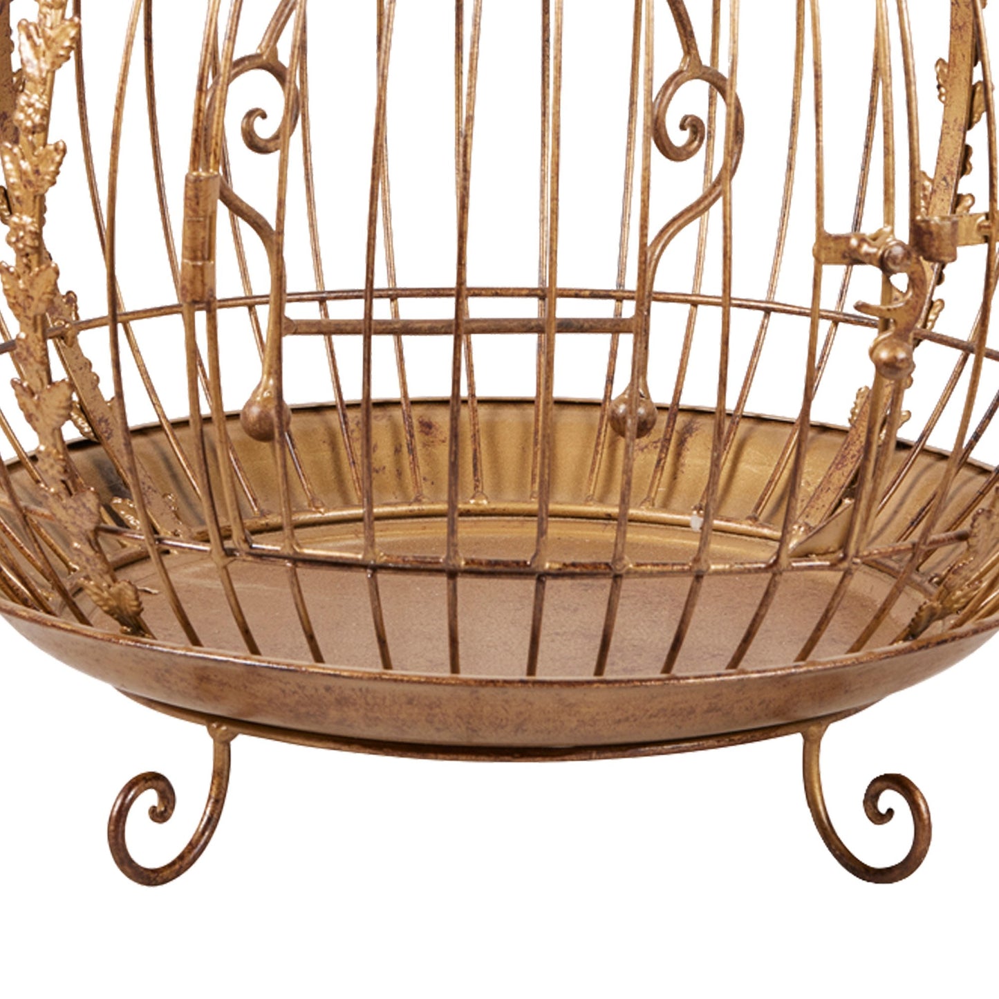 Antique Gold Metal Art Iron Wrought Material Bird Cage Display Christmas Decor