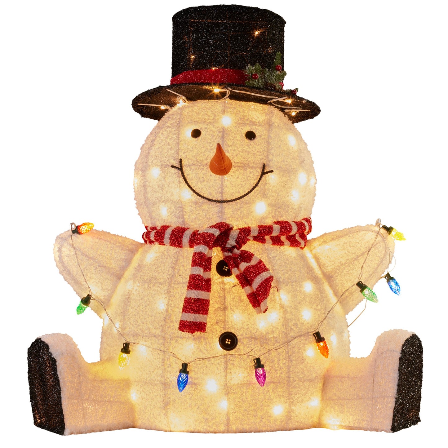 82cm Sitting Snowman Christmas Display with Lights