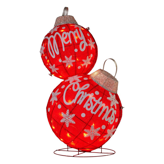 Oversized Christmas Bauble Display Warm White Led Lights Glitter