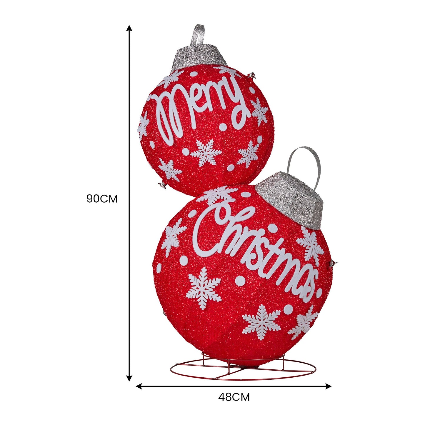 Oversized Christmas Bauble Display Warm White Led Lights Glitter