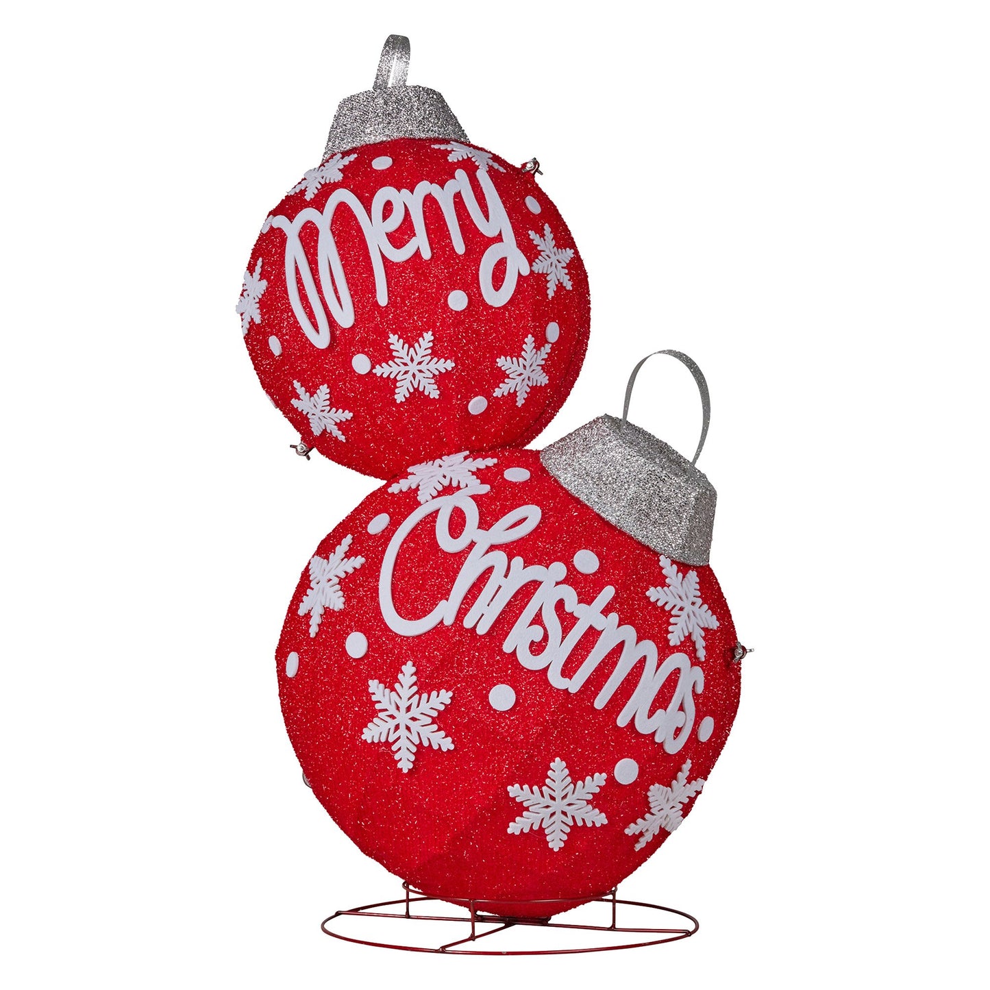 Oversized Christmas Bauble Display Warm White Led Lights Glitter
