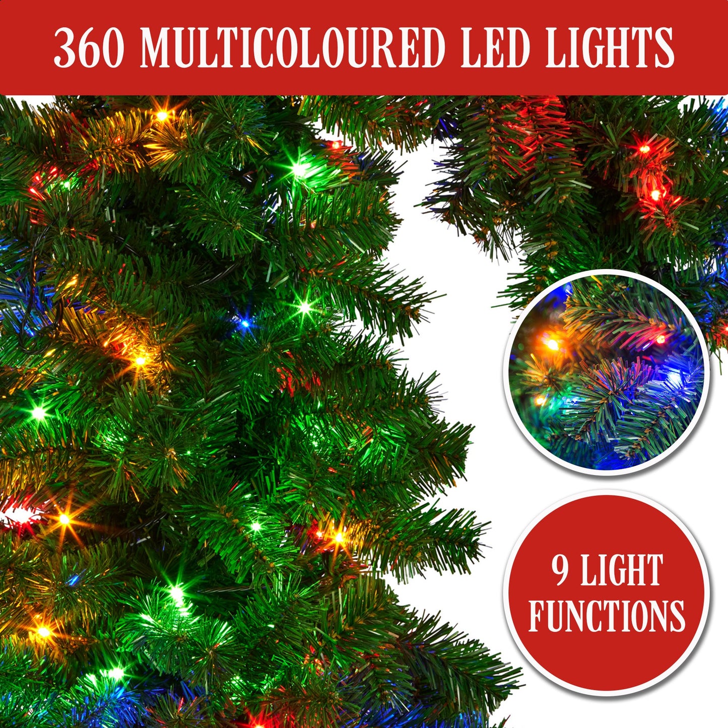 Bad Santa 2.3m Curved Multicolour Pre-Lit Christmas Tree with 1240 Tips