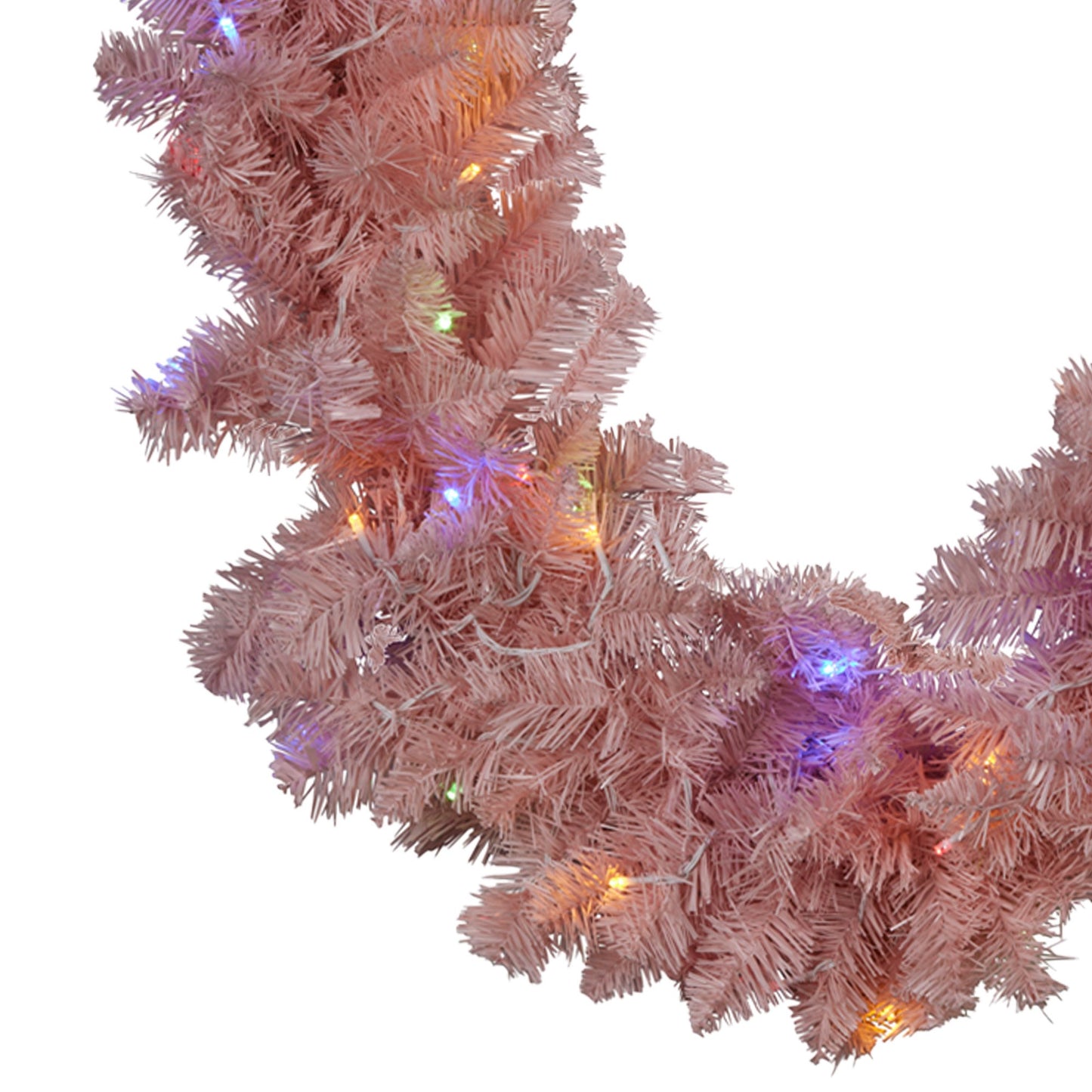 274cm Pretty In Pink Christmas Garland With Led Lights