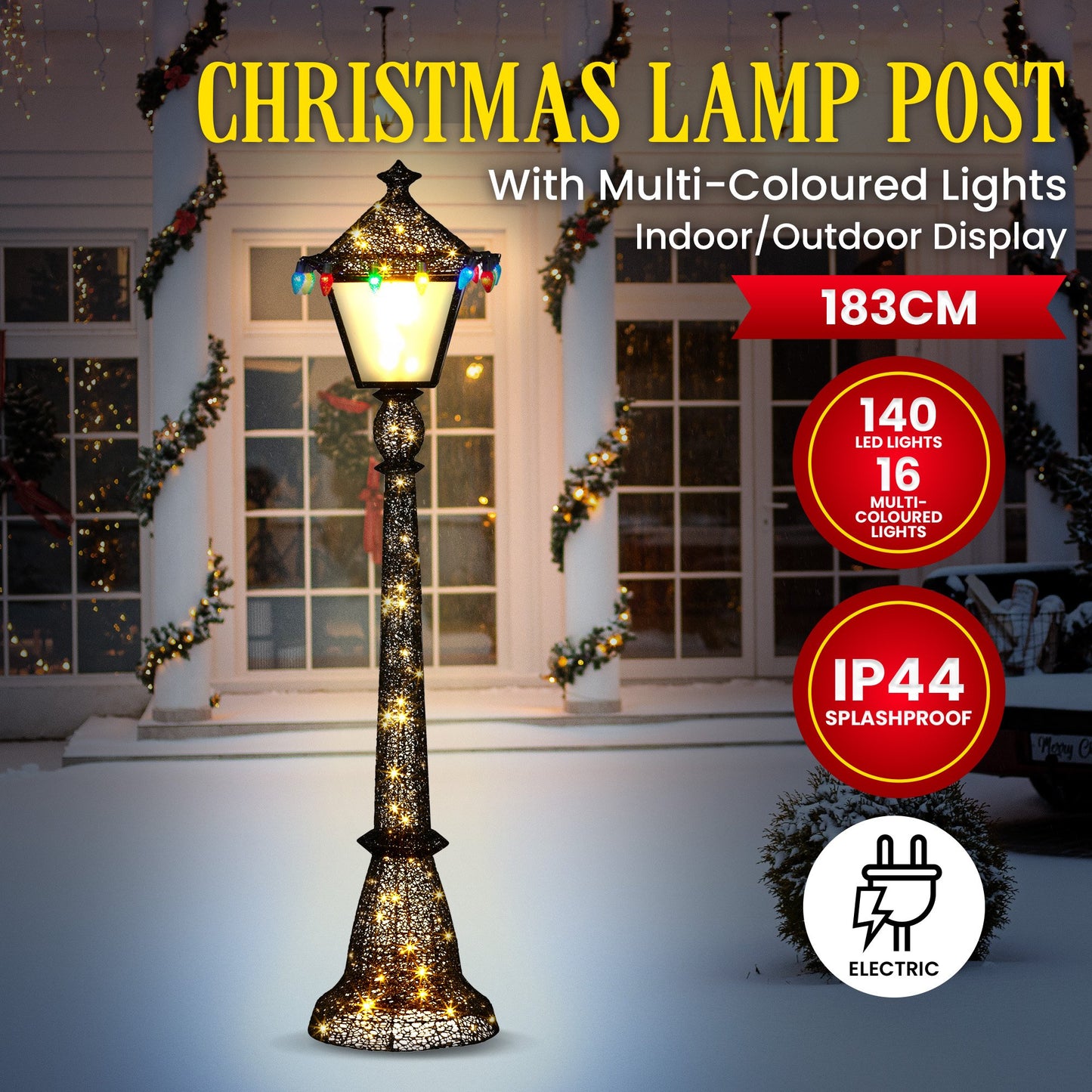Christmas Lamp Post Display 183cm With Lights