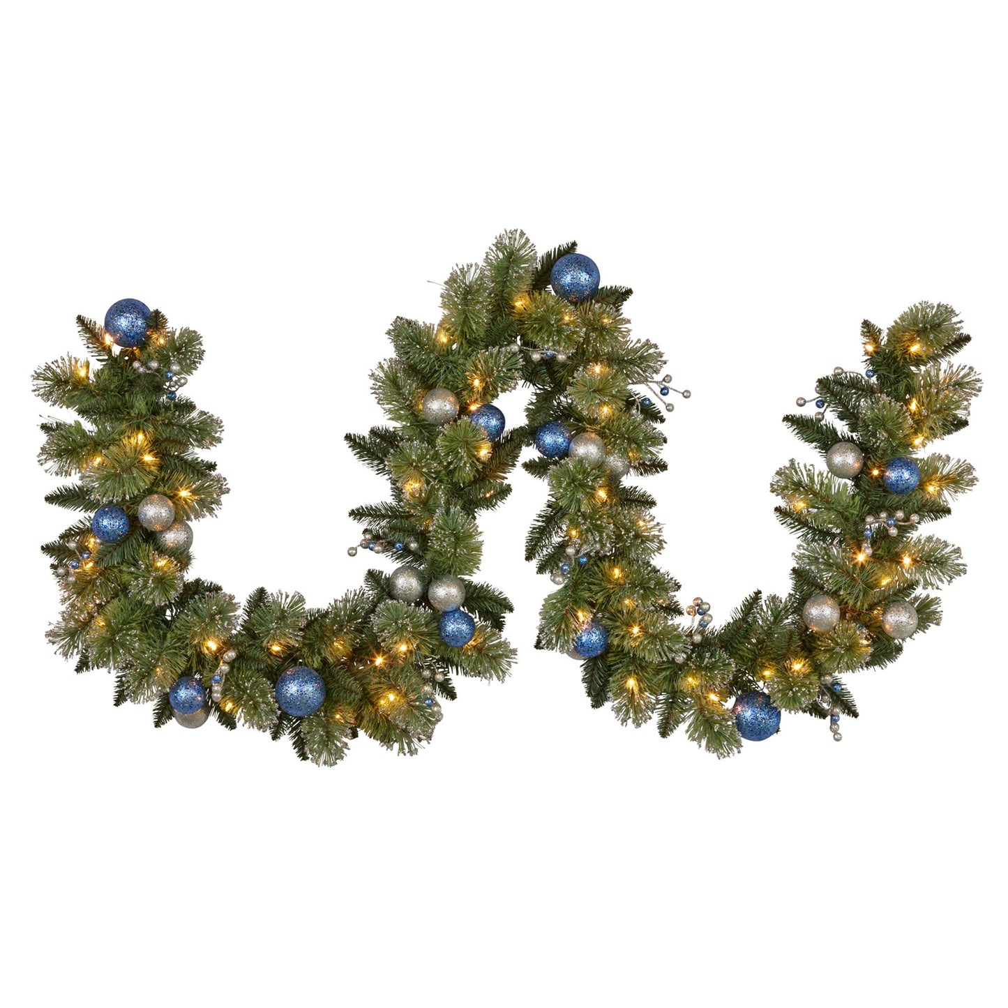 274cm Blue Collection Multicolour Pre-Lit Christmas Garland