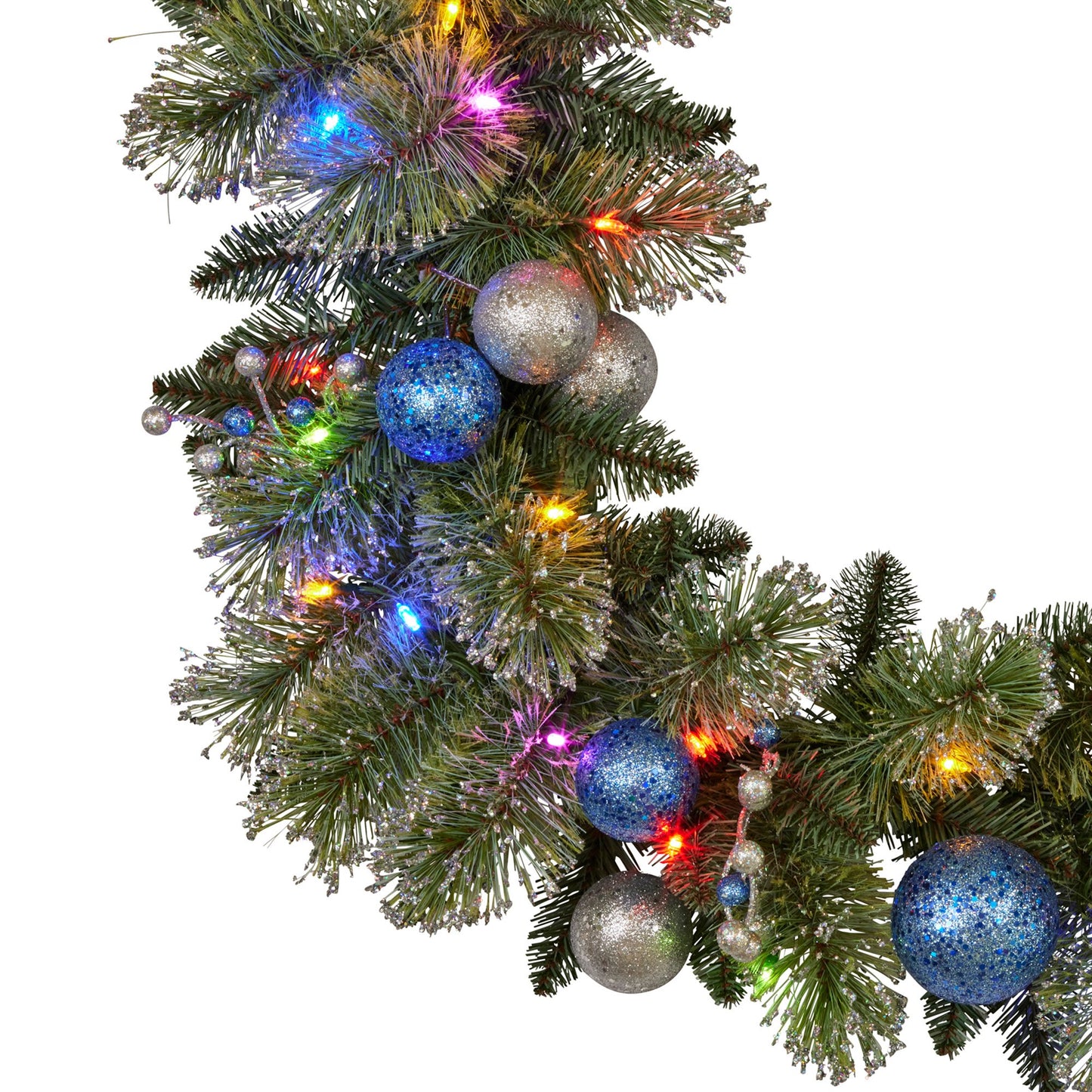 274cm Blue Collection Multicolour Pre-Lit Christmas Garland