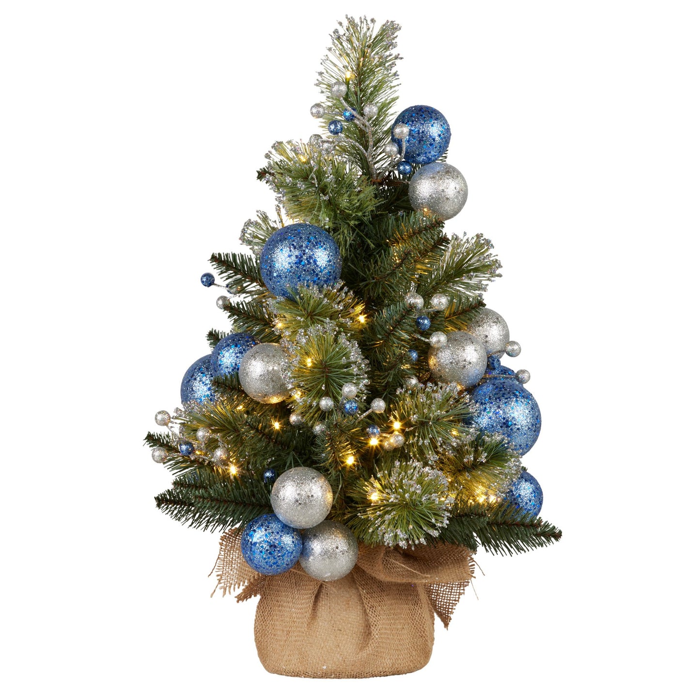 61cm Blue Collection Pre-Lit Tabletop Christmas Tree