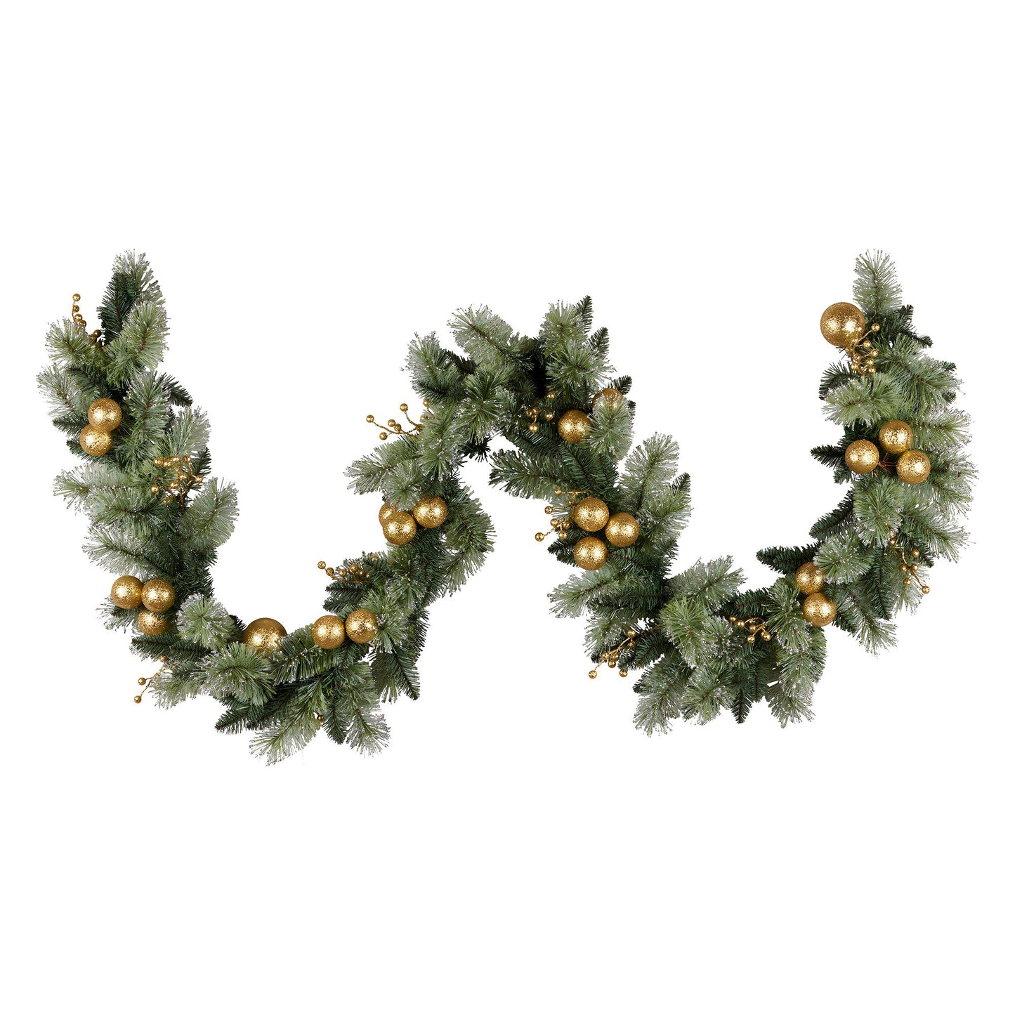 274cm Pre-lit Christmas Garland Gold Baubles Aa Battery Led Lights