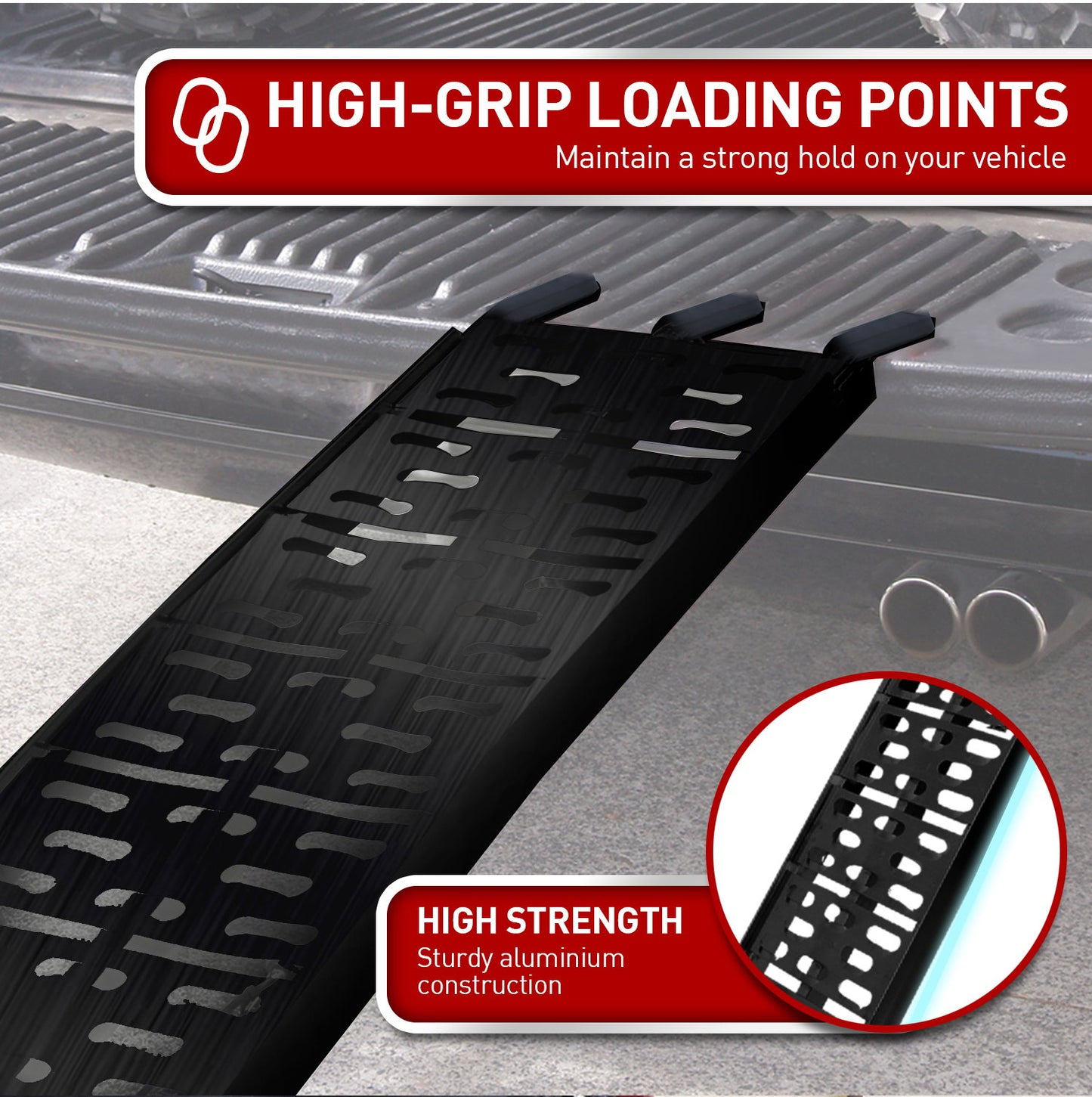 Kartrite Aluminium Folding Loading Ramp ATV Motorbike Motorcycle Golf Buggy Trailer - Black