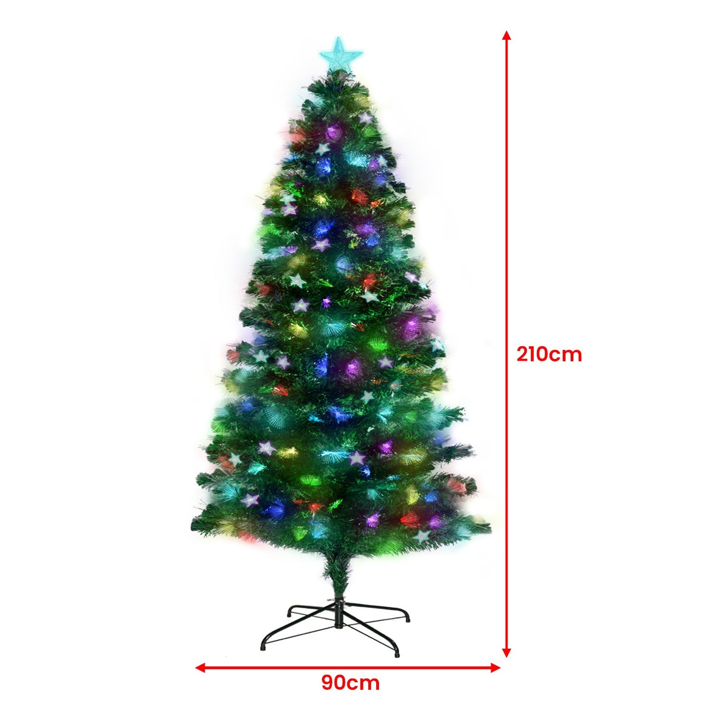 2.1m Enchanted Pre Lit Fibre Optic Christmas Tree Xmas Decor