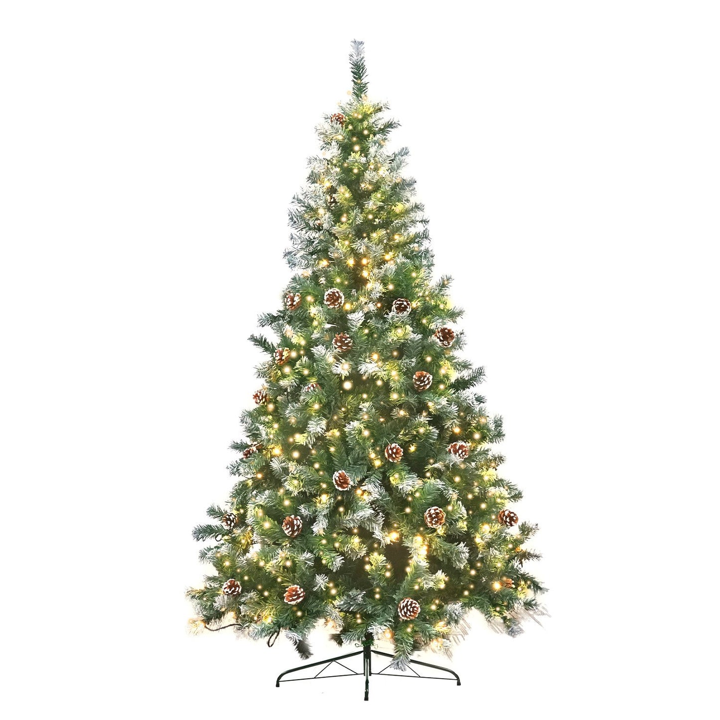 2.4m Pre Lit LED Christmas Tree Decor with Pine Cones Xmas Decorations